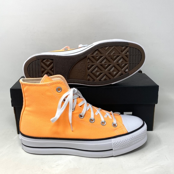 Converse Ctas Lift Platform For Women Sneakers Orange Canvas High Top SB A03052F - Picture 3 of 10